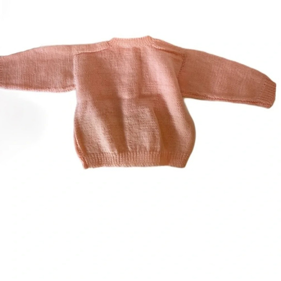 Pink hand knit sweater with dog buttons​ - Picture 10 of 14
